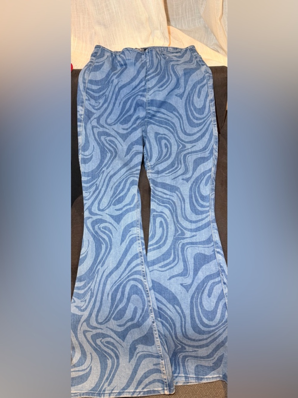 Hollister Blue Swirl Ultra High-Rise Denim Flare Jeans